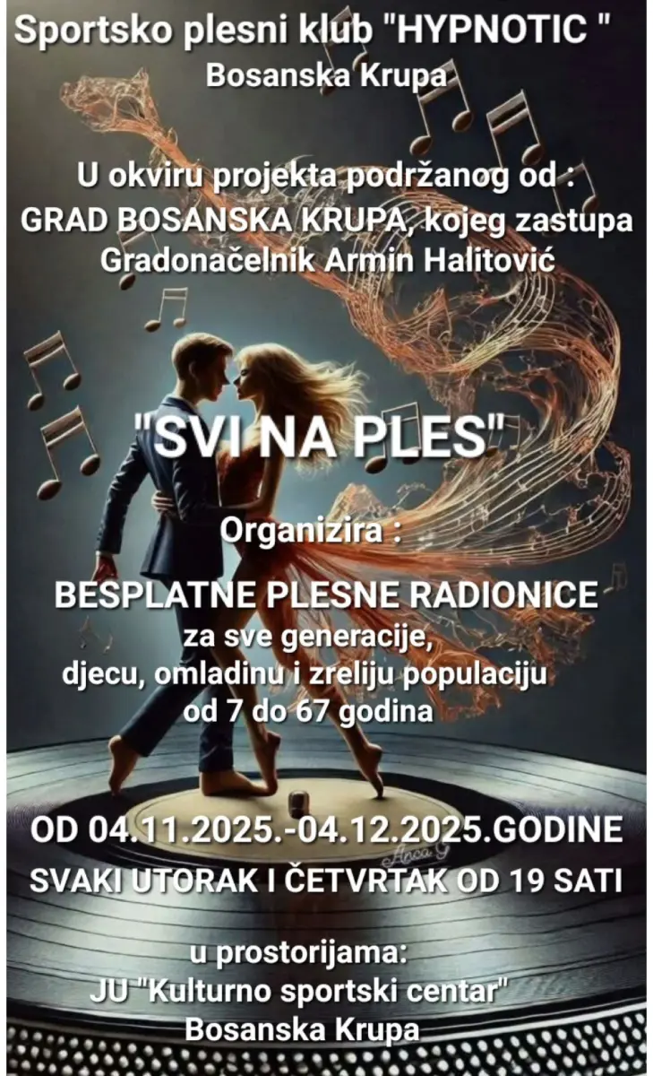 SPK “HYPNOTIC” organizira besplatne plesne radionice za sve generacije Plesne radionice